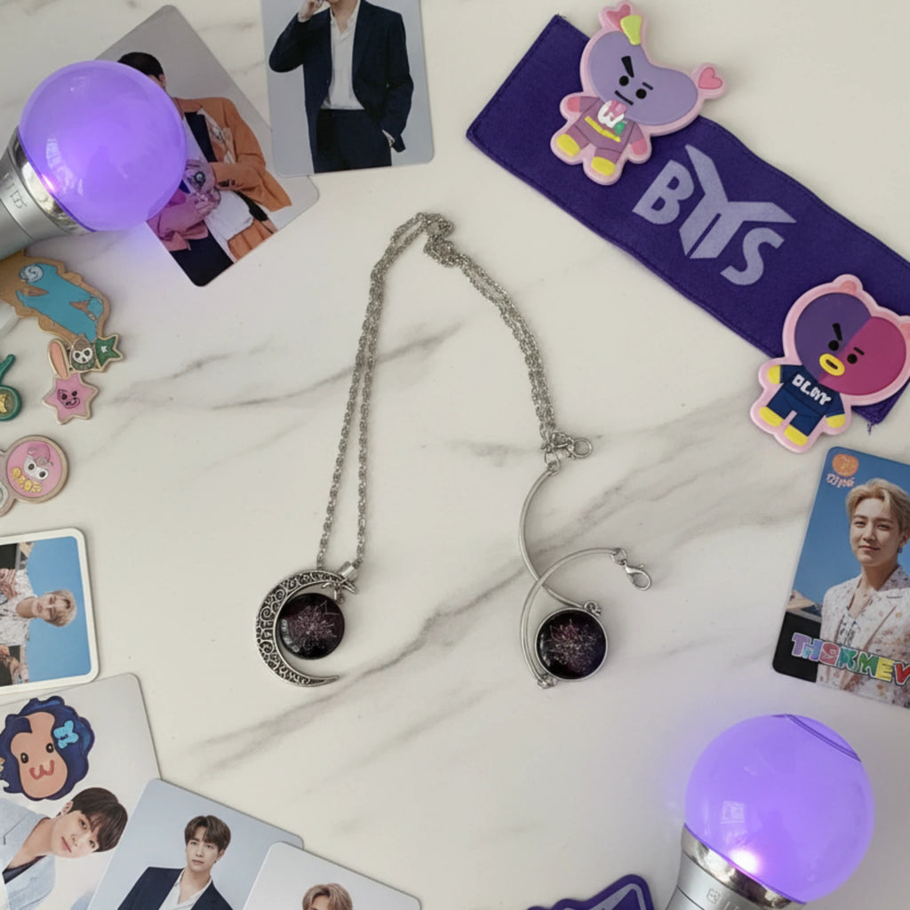 Parure BTS lunaire collier et bracelet assortis – idée cadeau ARMY