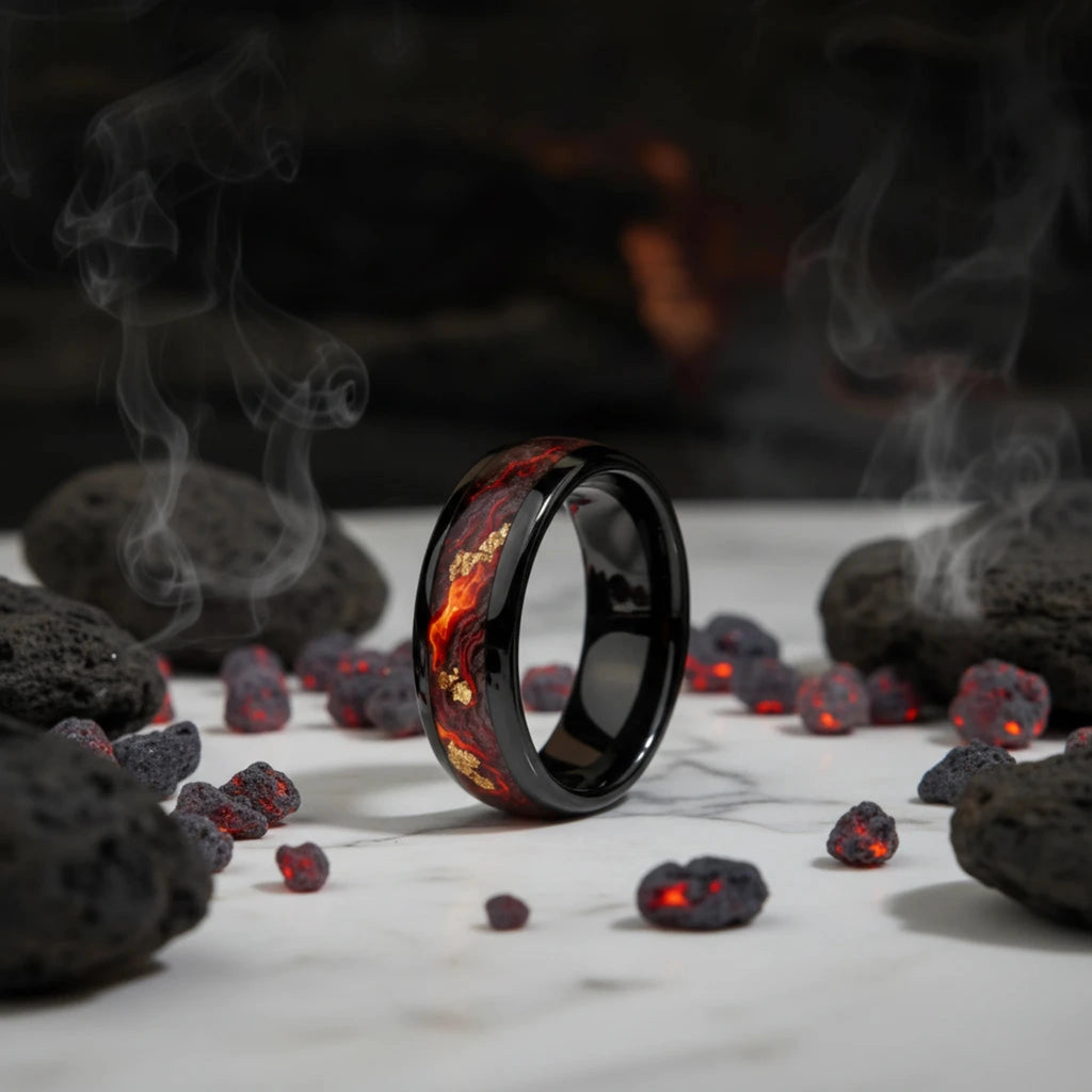 Bague Magma Flamboyant en Acier Inoxydable 316L