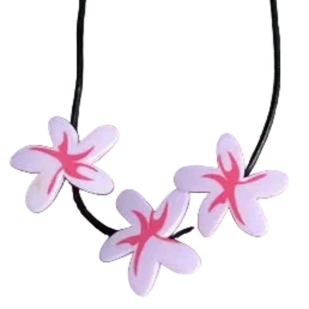 Collier choker vintage Rip Curl fleurs de tiaré rose pâle et fuchsia – style surf Y2K