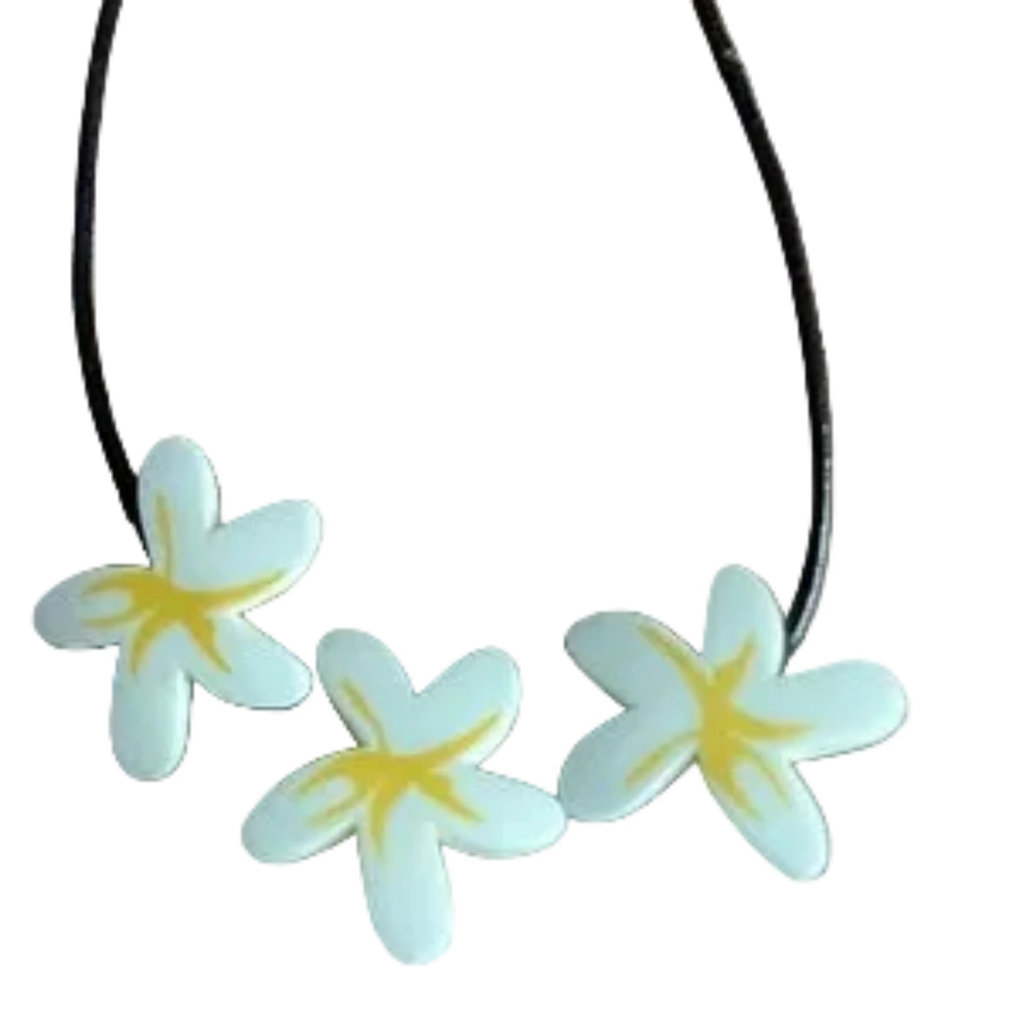 Collier choker vintage Rip Curl fleurs de tiaré blanc et jaune – style surf Y2K