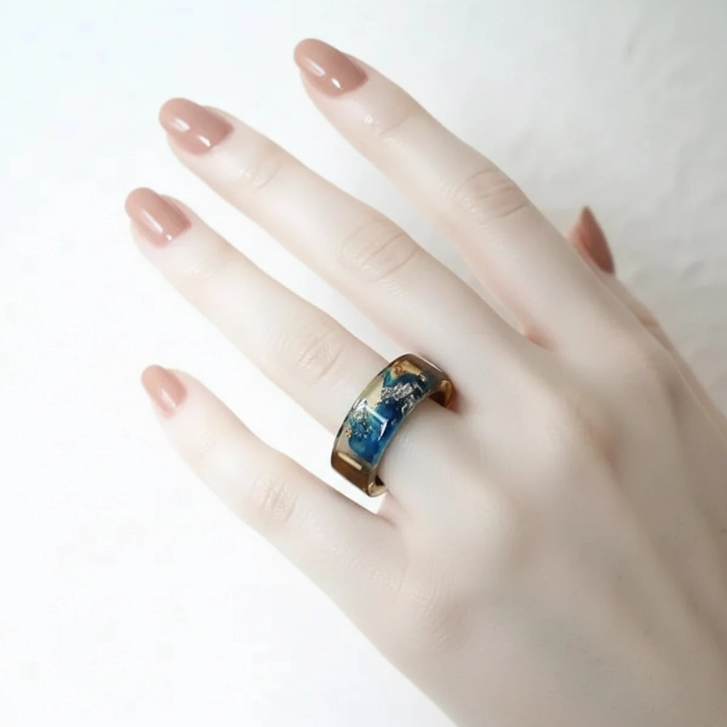 Bague Océan Mystique – Éclat du Bleu & Or