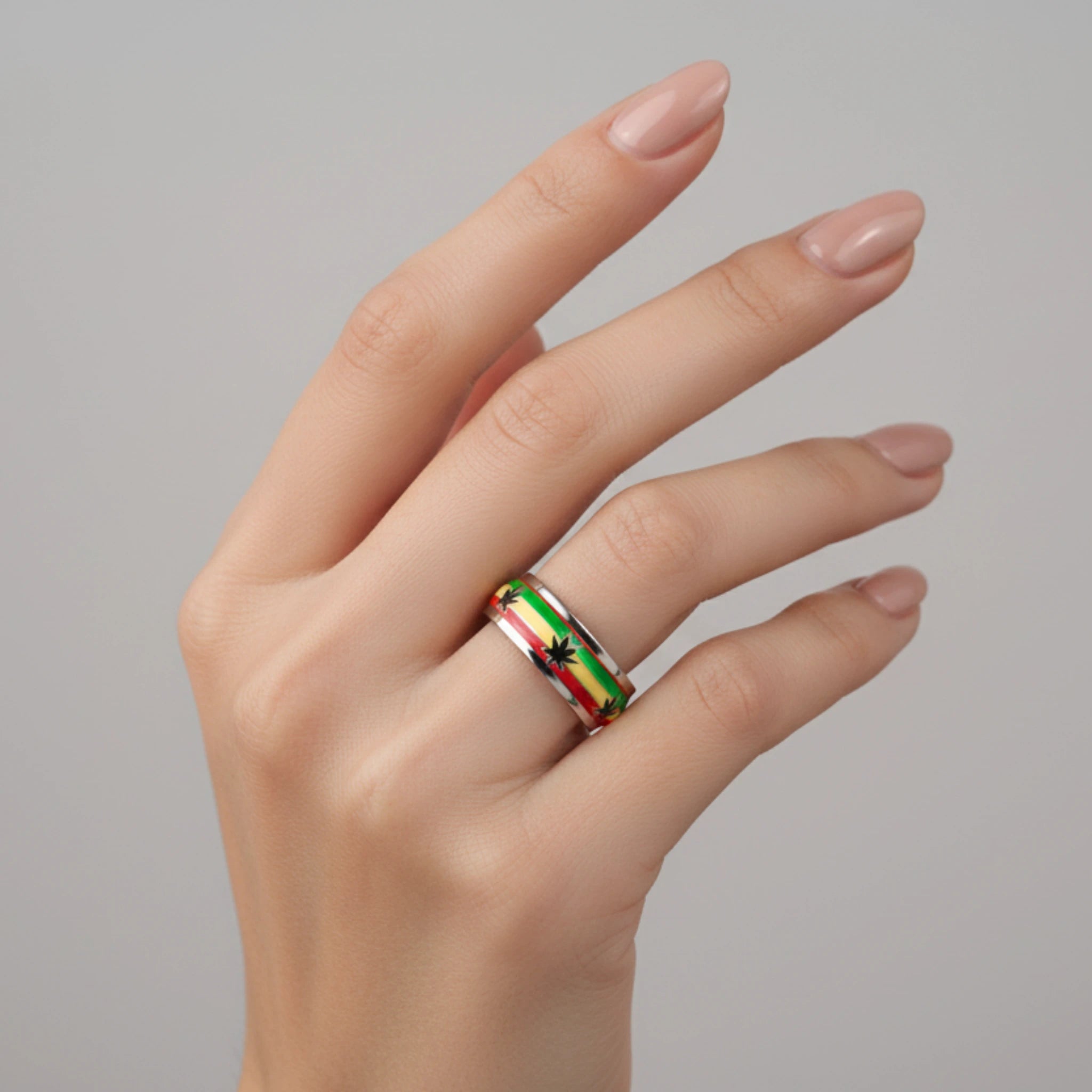 Bague "Roots & Culture" – Anneau Rasta en Acier