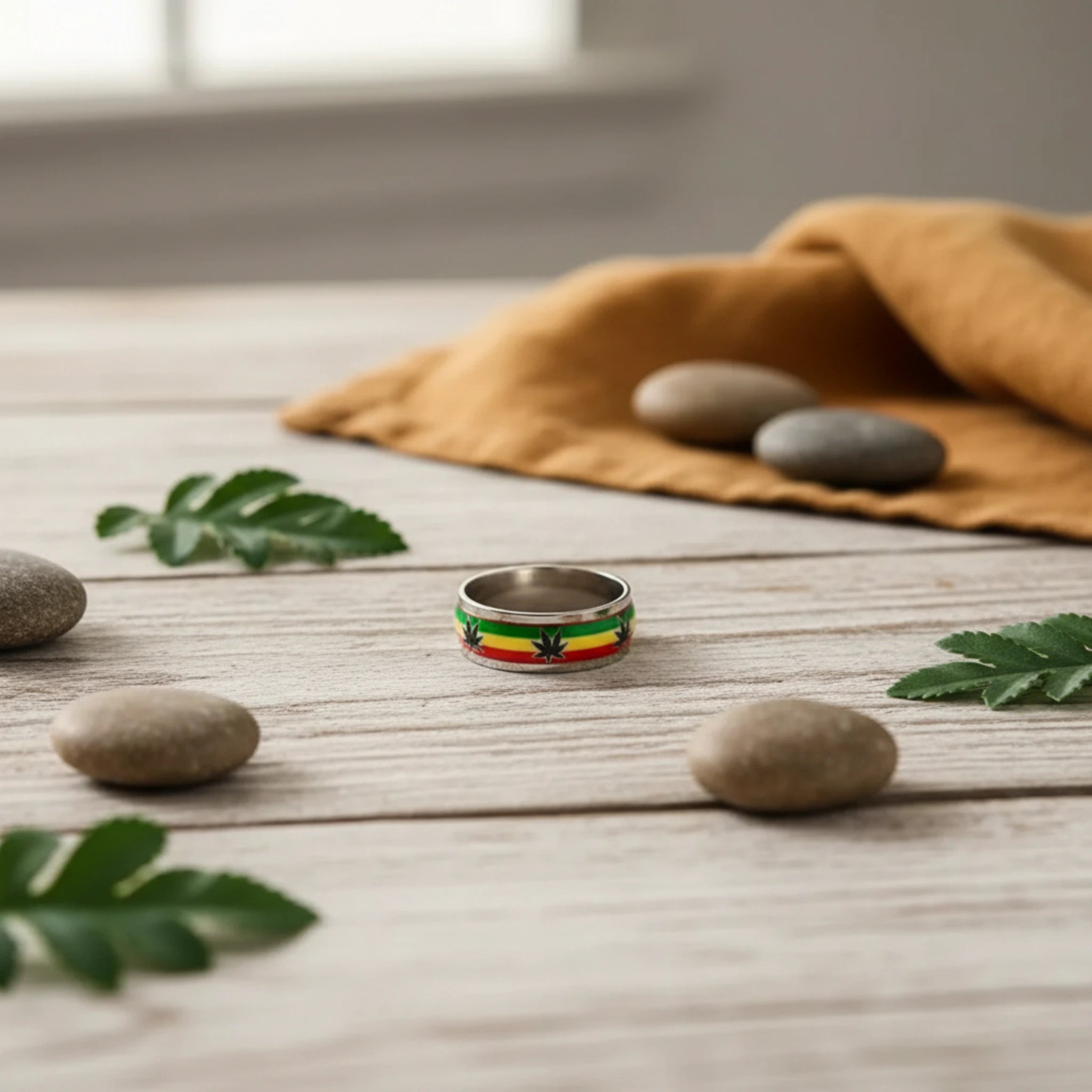 Bague "Roots & Culture" – Anneau Rasta en Acier