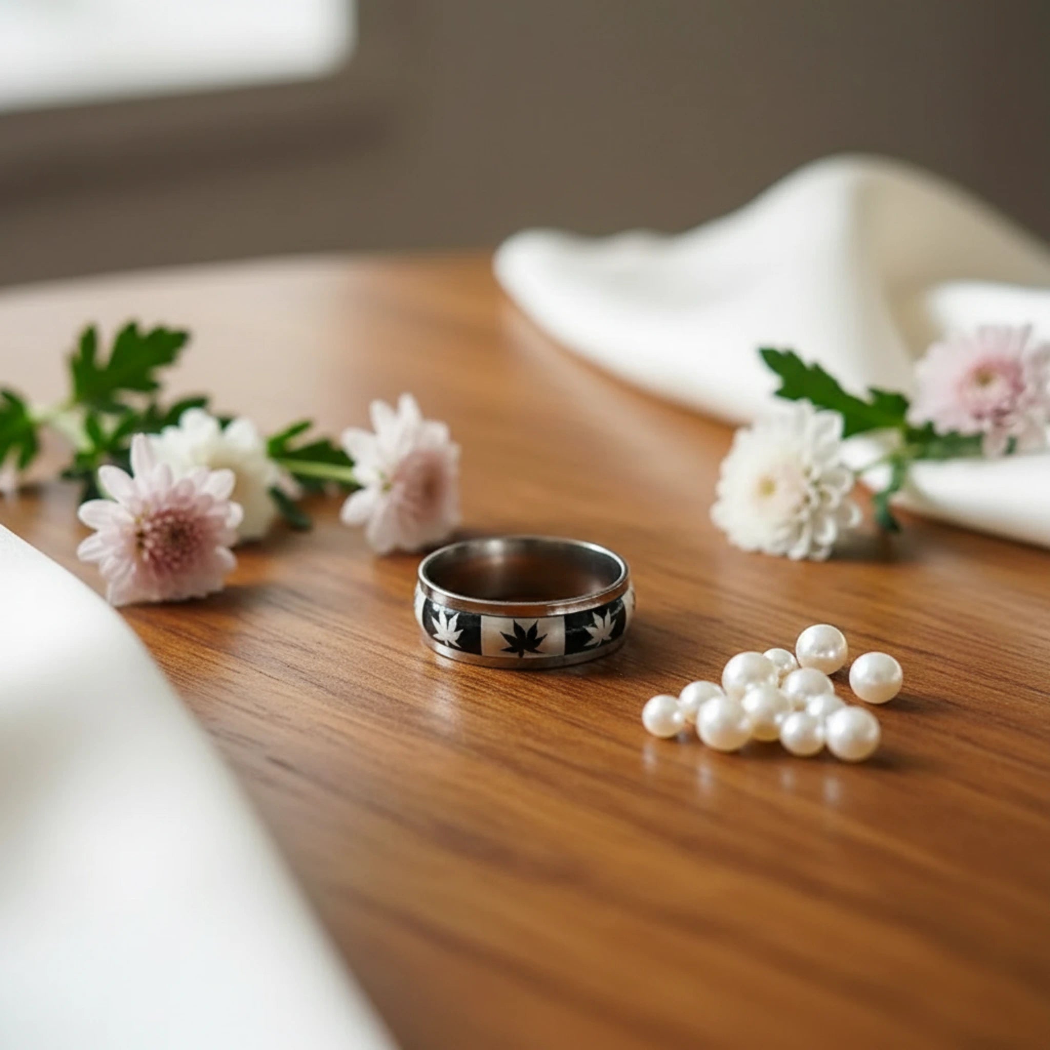 Bague "Leaf Spirit Duality" – Alliance en Acier