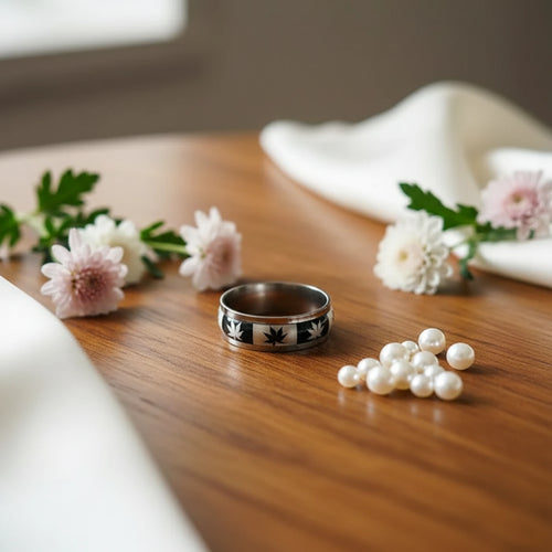 Bague "Leaf Spirit Duality" – Alliance en Acier