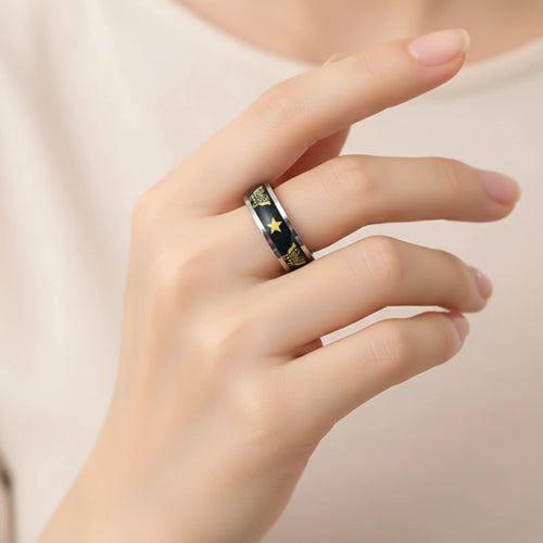 Bague "Nuit Étoilée" – Anneau Papillons et Étoiles en Acier Inoxydable


