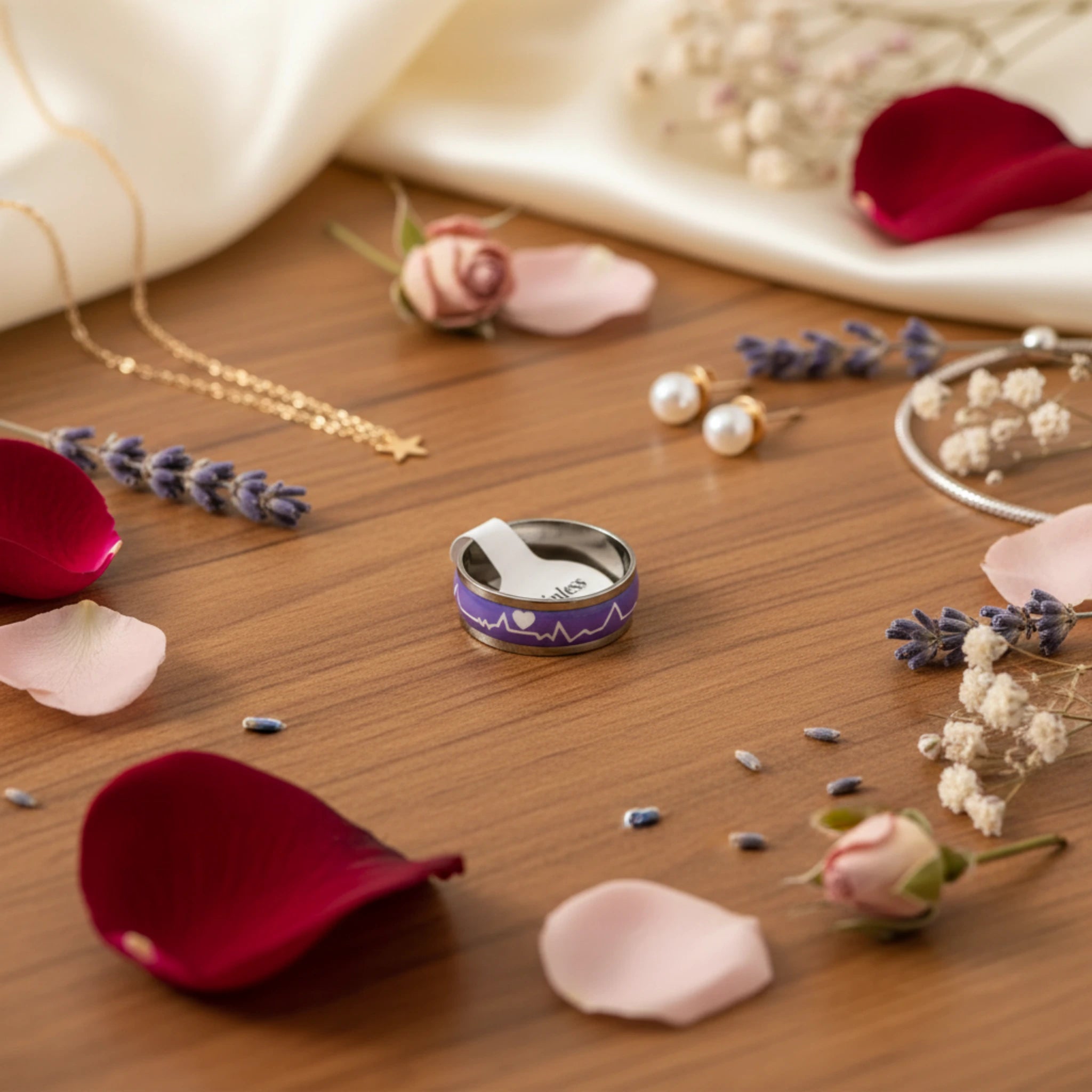 Bague "Battement de Cœur" – Alliance en Acier 