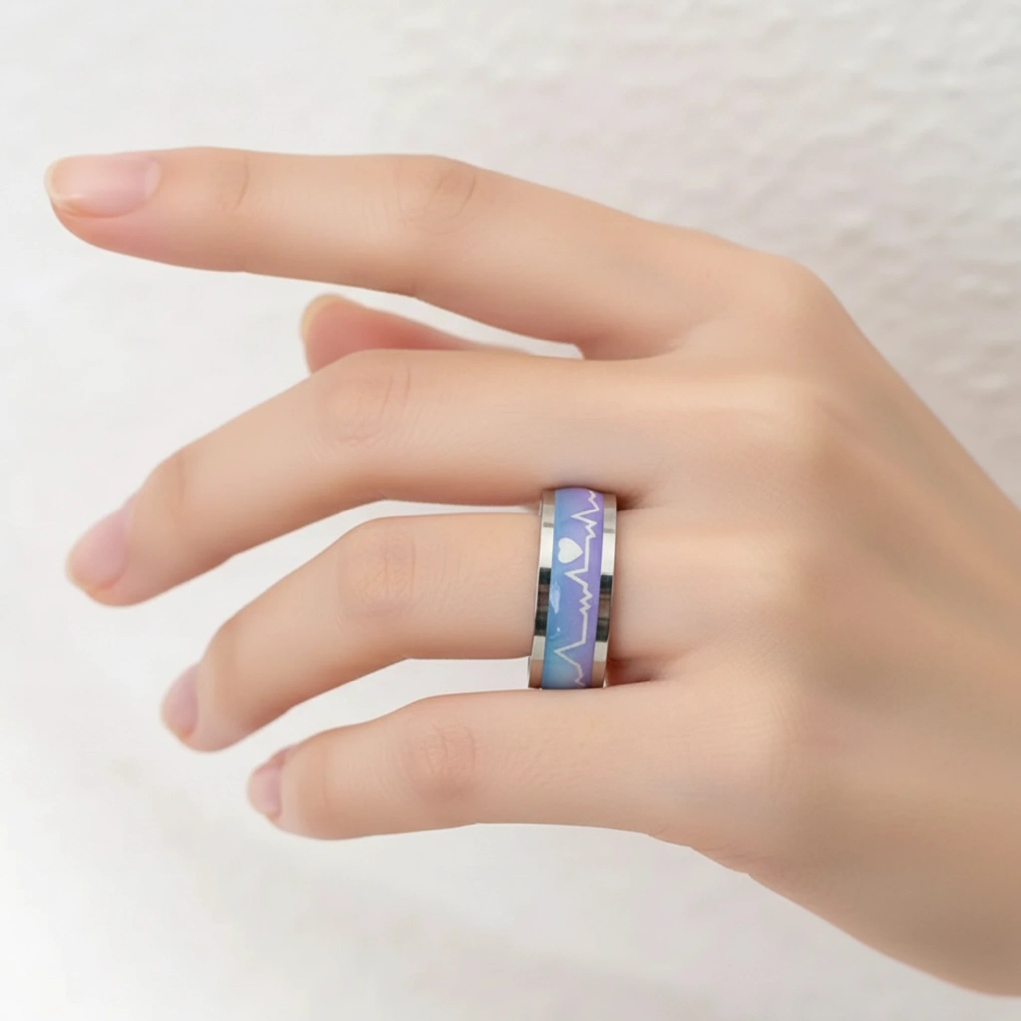 Bague "Battement de Cœur" – Alliance en Acier 