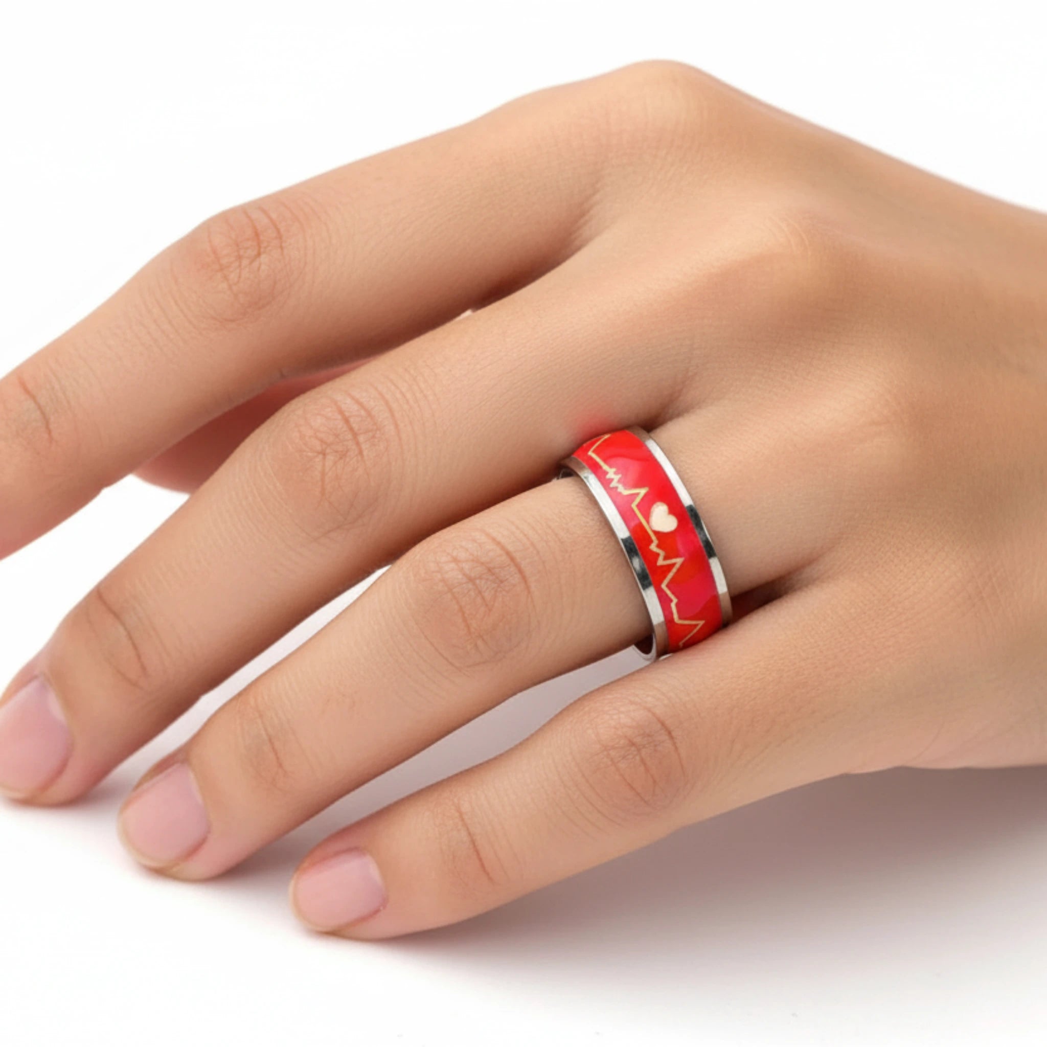 Bague "Battement de Cœur" – Alliance en Acier 