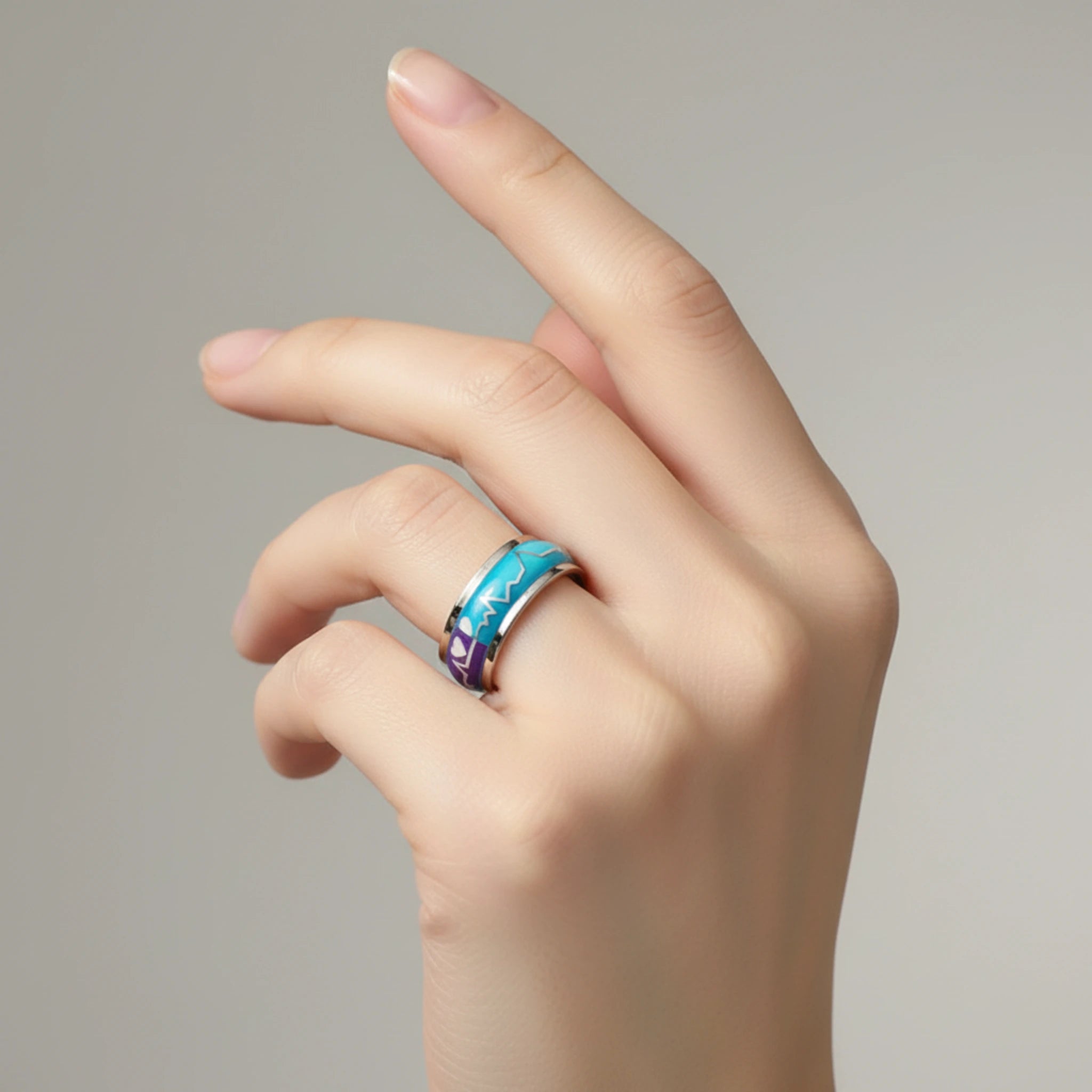 Bague "Battement de Cœur" – Alliance en Acier 