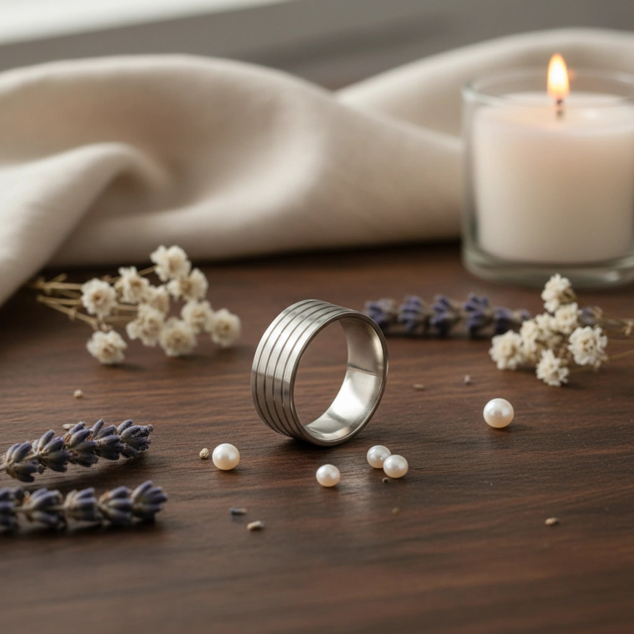 Bague "Strate" – Anneau Graphique en Acier