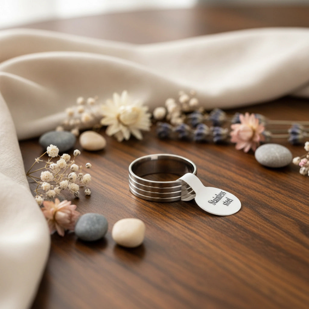 Bague "Strate" – Anneau Graphique en Acier 