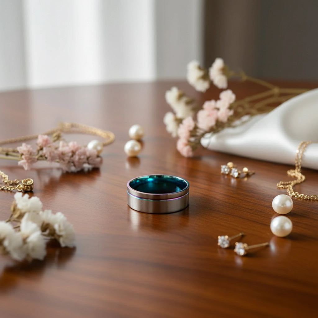 Bague "L'Horizon Bleu" – Anneau bicolore en Acier Inoxydable