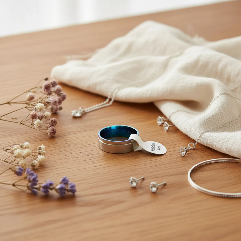 Bague "L'Horizon Bleu" – Anneau bicolore en Acier Inoxydable