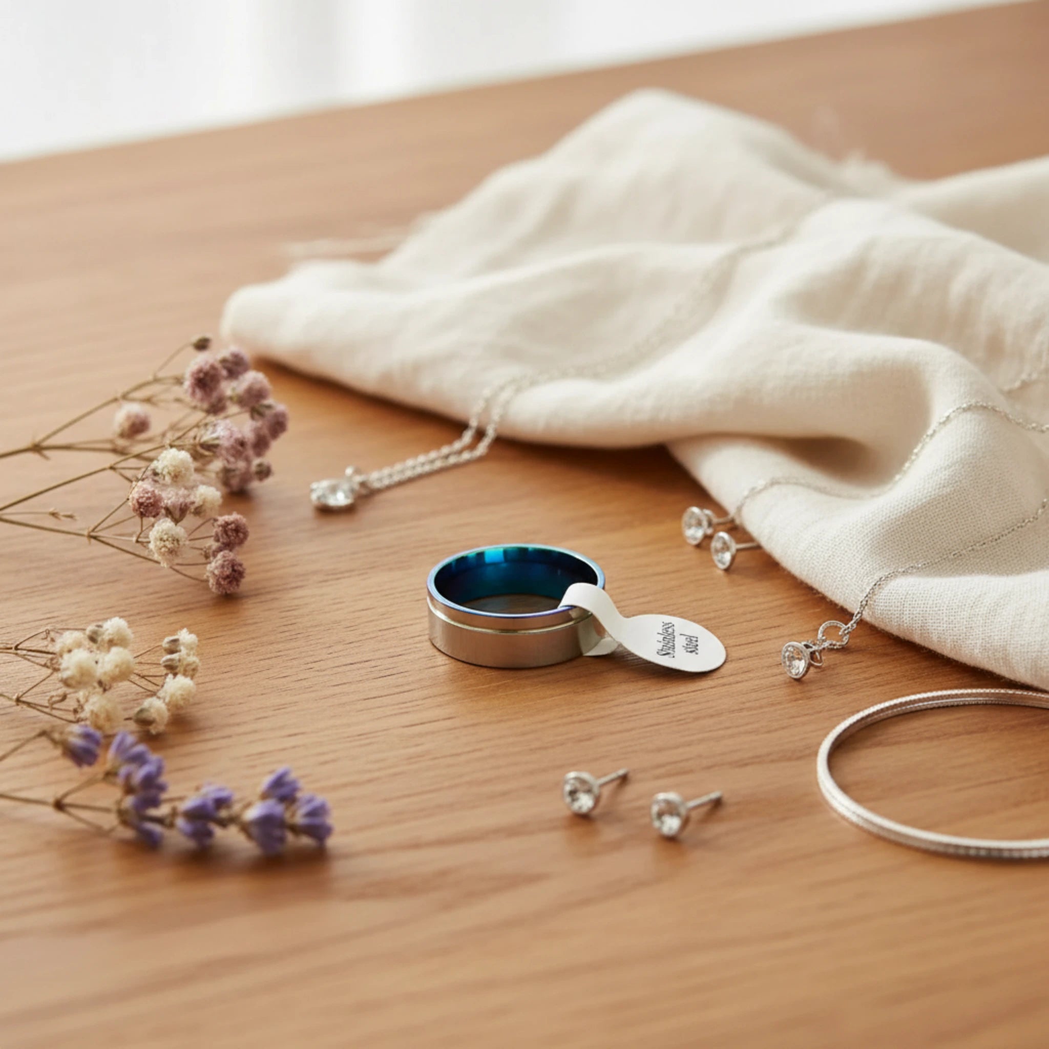 Bague "L'Horizon Bleu" – Anneau bicolore en Acier Inoxydable