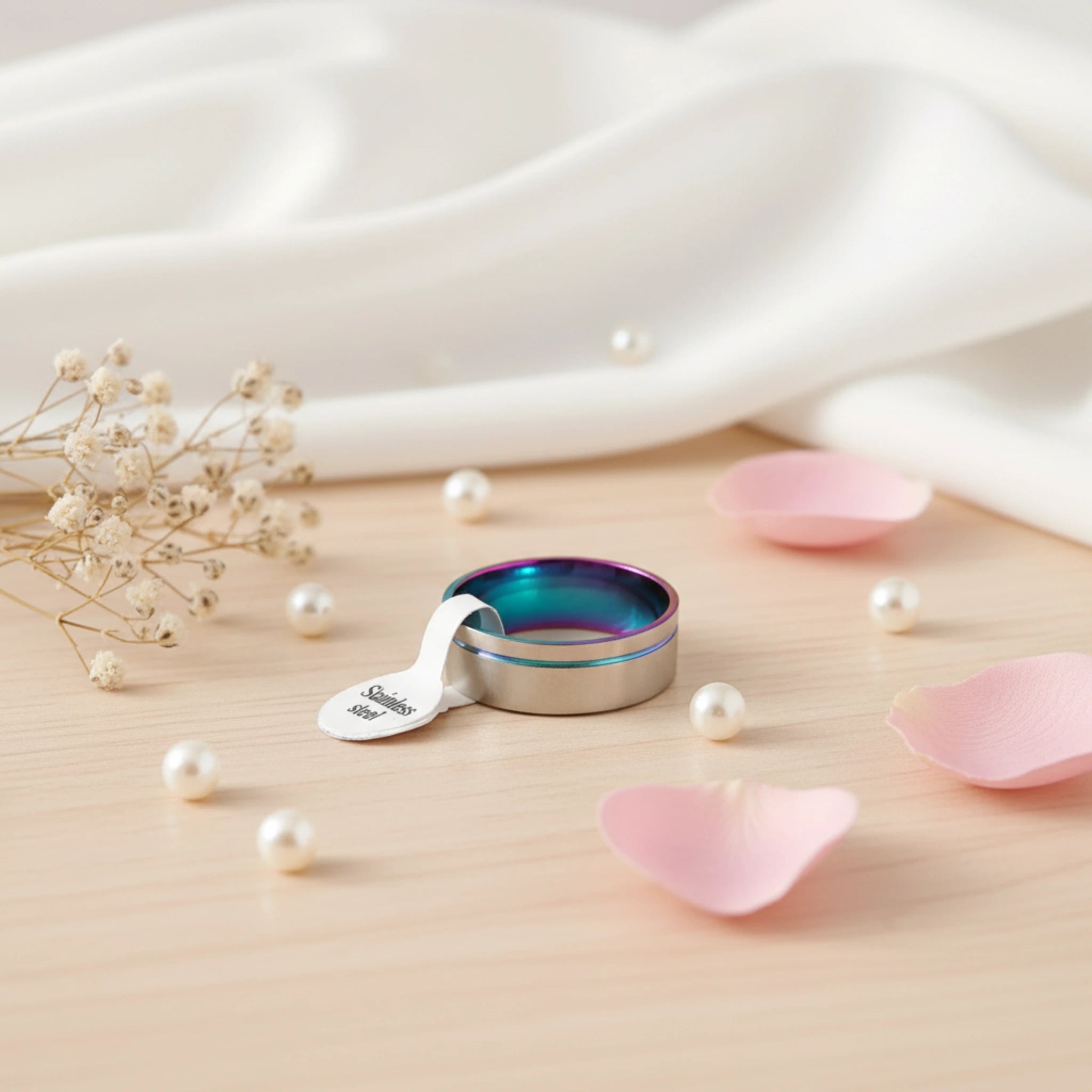 Bague "L'Horizon Bleu" – Anneau bicolore en Acier Inoxydable
