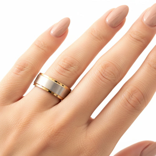 Bague "L'Équilibre" – Anneau Bicolore en Acier