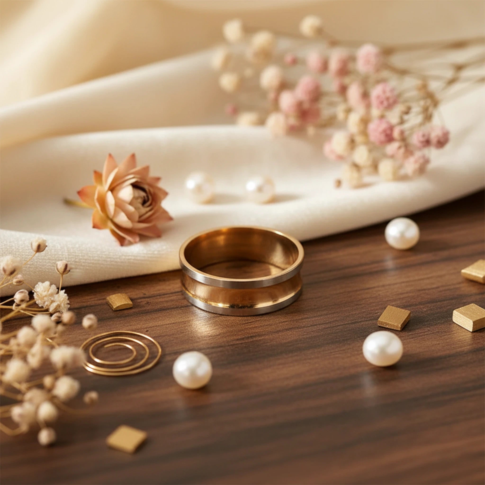 Bague "Horizon" – L'Éclat du Bicolore en Acier 