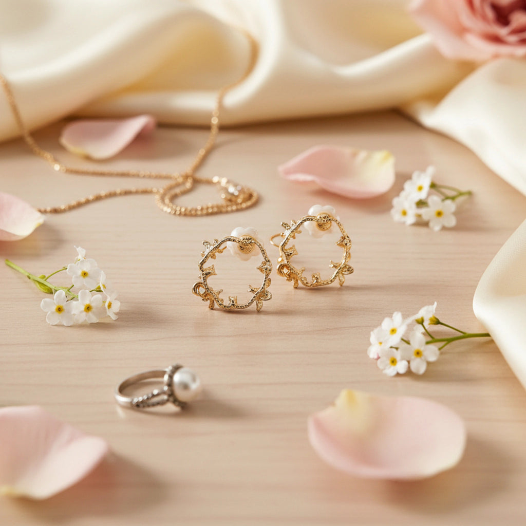 Boucles d'Oreilles Bucoliques – Abeilles & Fleurs en Métal Doré