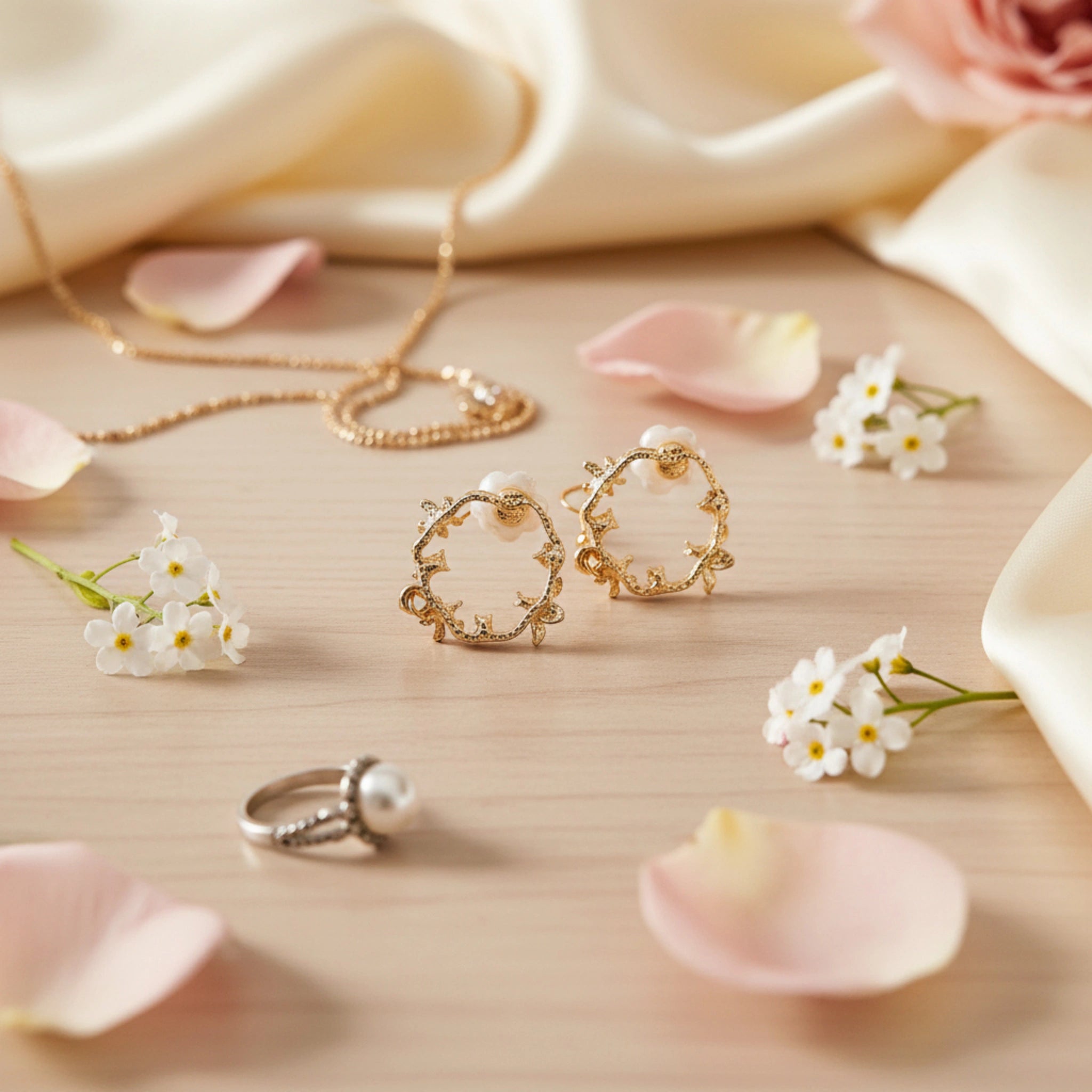 Boucles d'Oreilles Bucoliques – Abeilles & Fleurs en Métal Doré