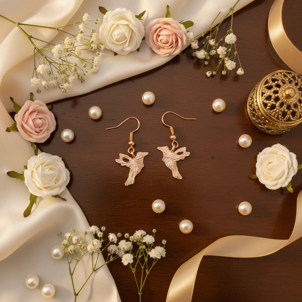 Boucles d'Oreilles Colibri – Éclat Céleste & Métal Doré