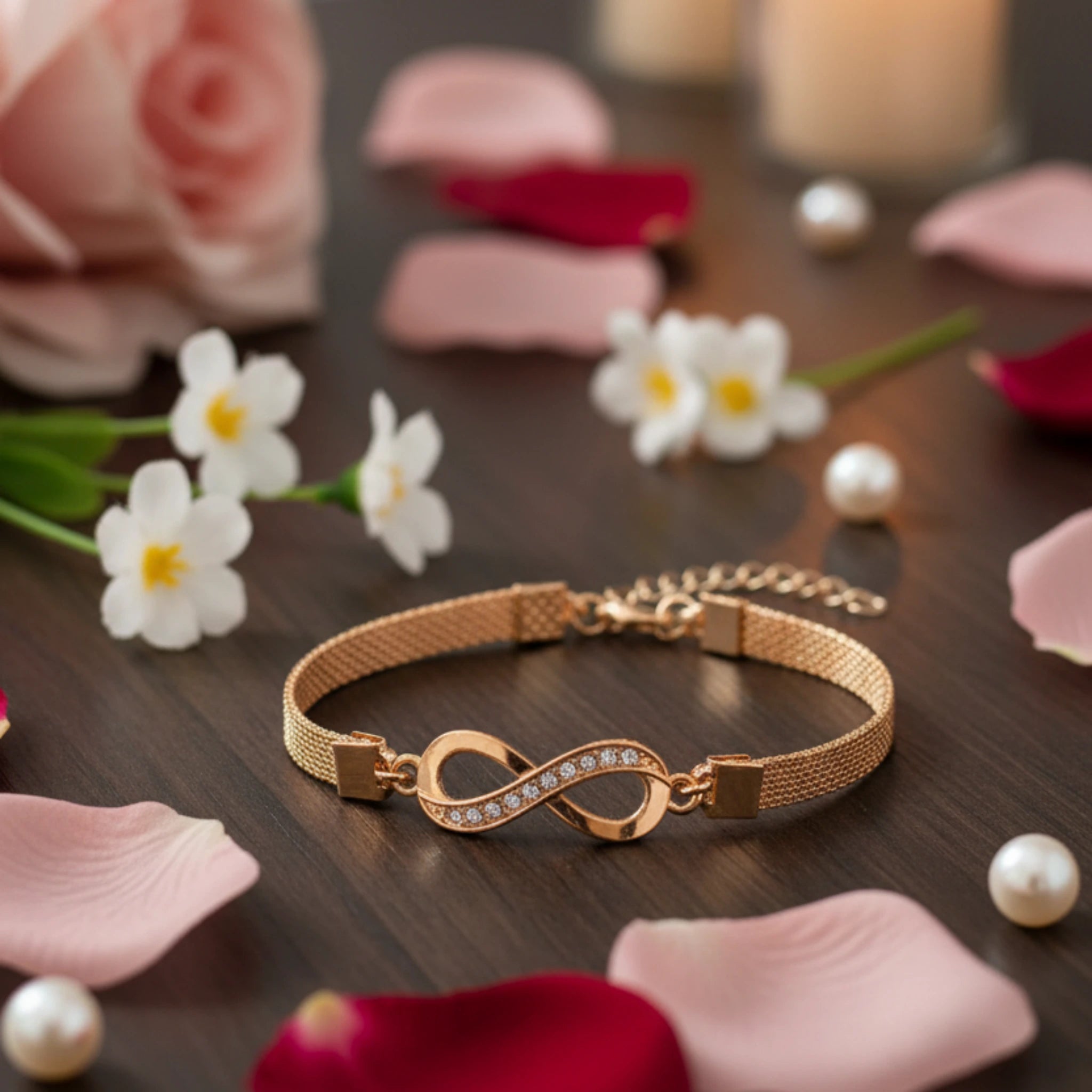 Bracelet "Infini Scintillant" doré – L'Amour Éternel au Poignet