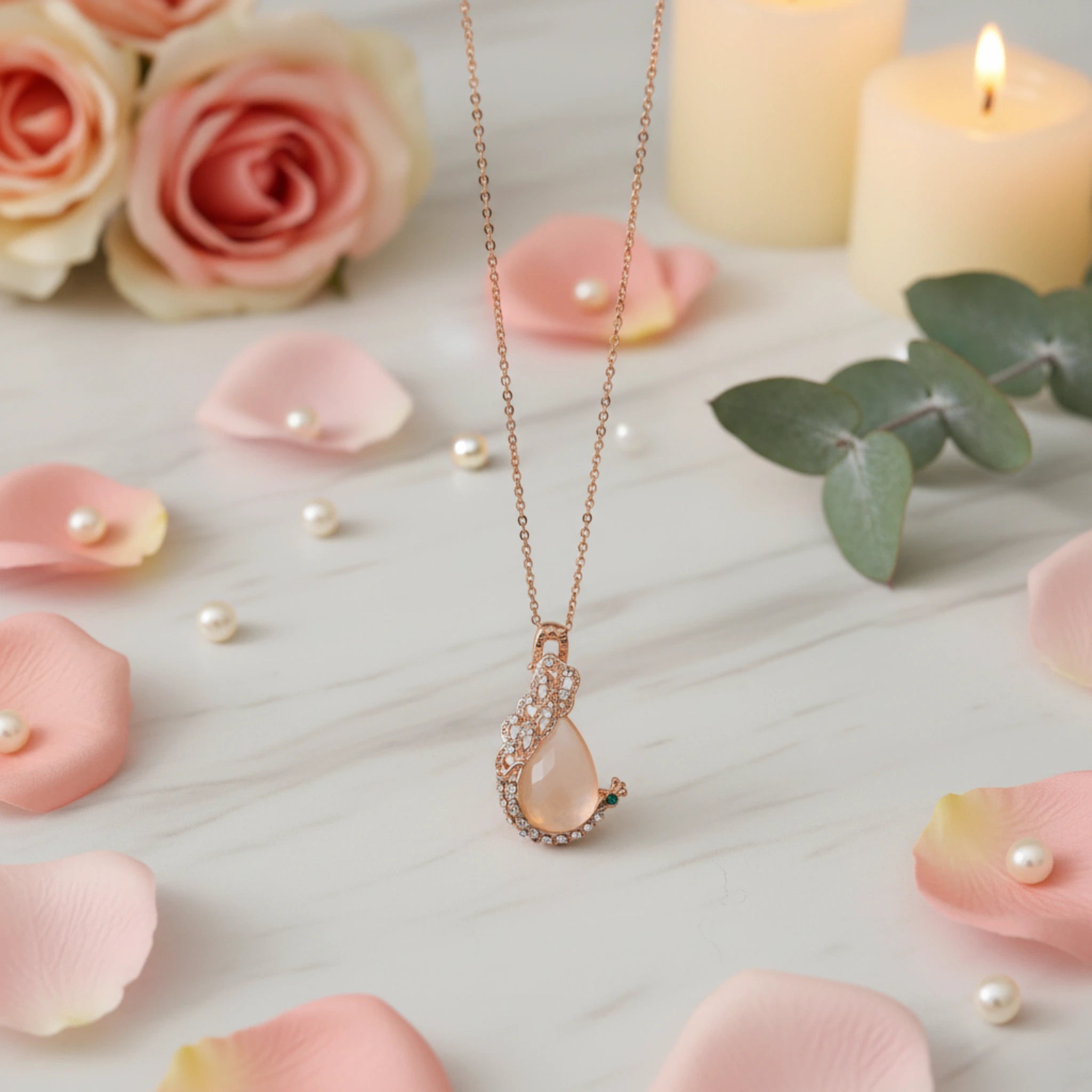 Parure "Paon Majestueux" – Collier & Boucles d'Oreilles