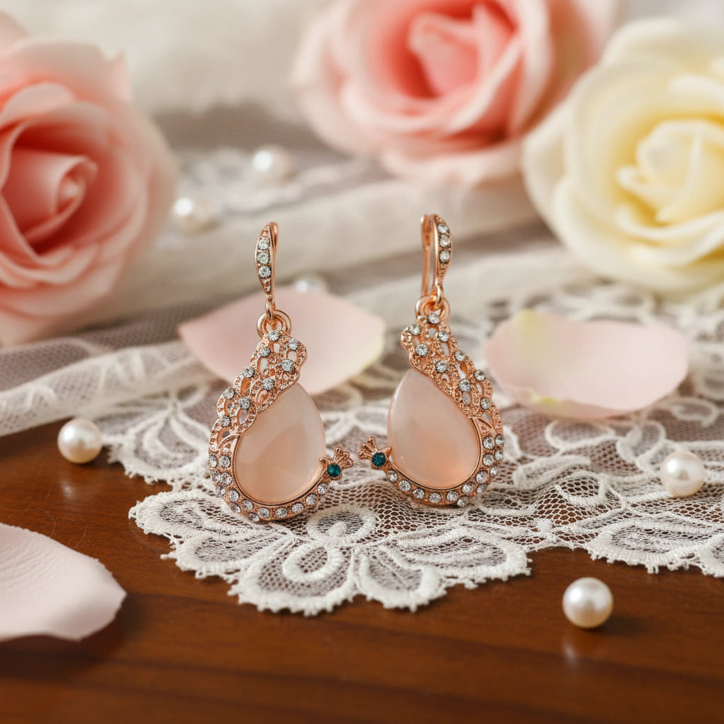 Parure "Paon Majestueux" – Collier & Boucles d'Oreilles
