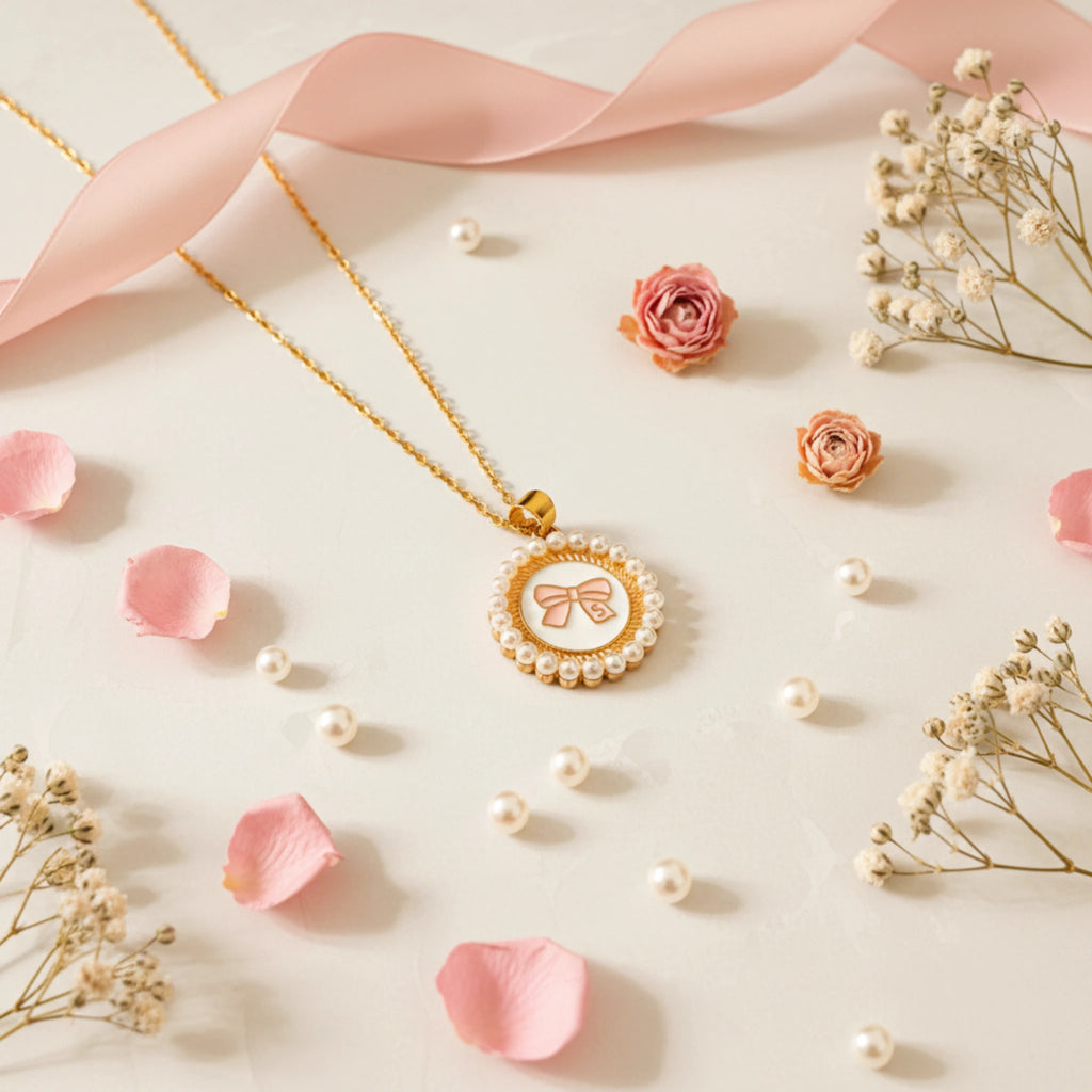 Parure "Éclat Romantique" – Nœuds Roses & Perles Nacrées
