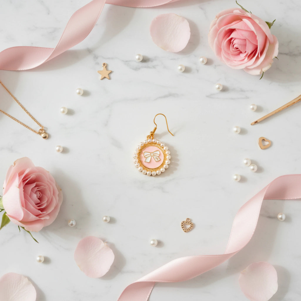 Parure "Éclat Romantique" – Nœuds Roses & Perles Nacrées