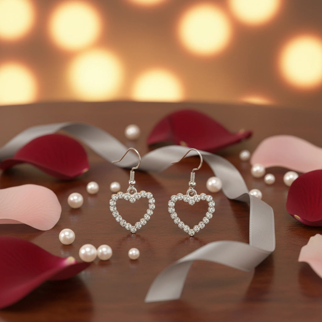 Boucles d'Oreilles Cœur Pavé de Strass 