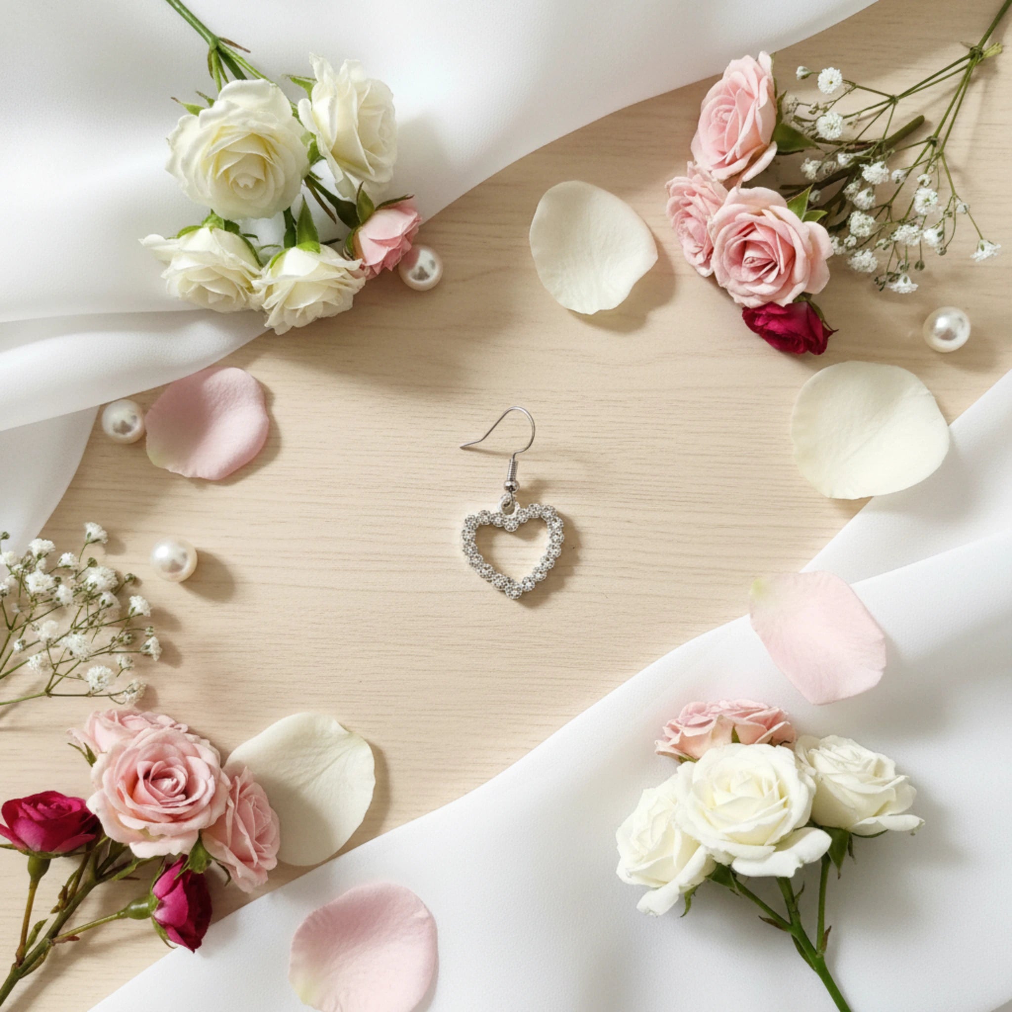 Boucles d'Oreilles Cœur Pavé de Strass 
