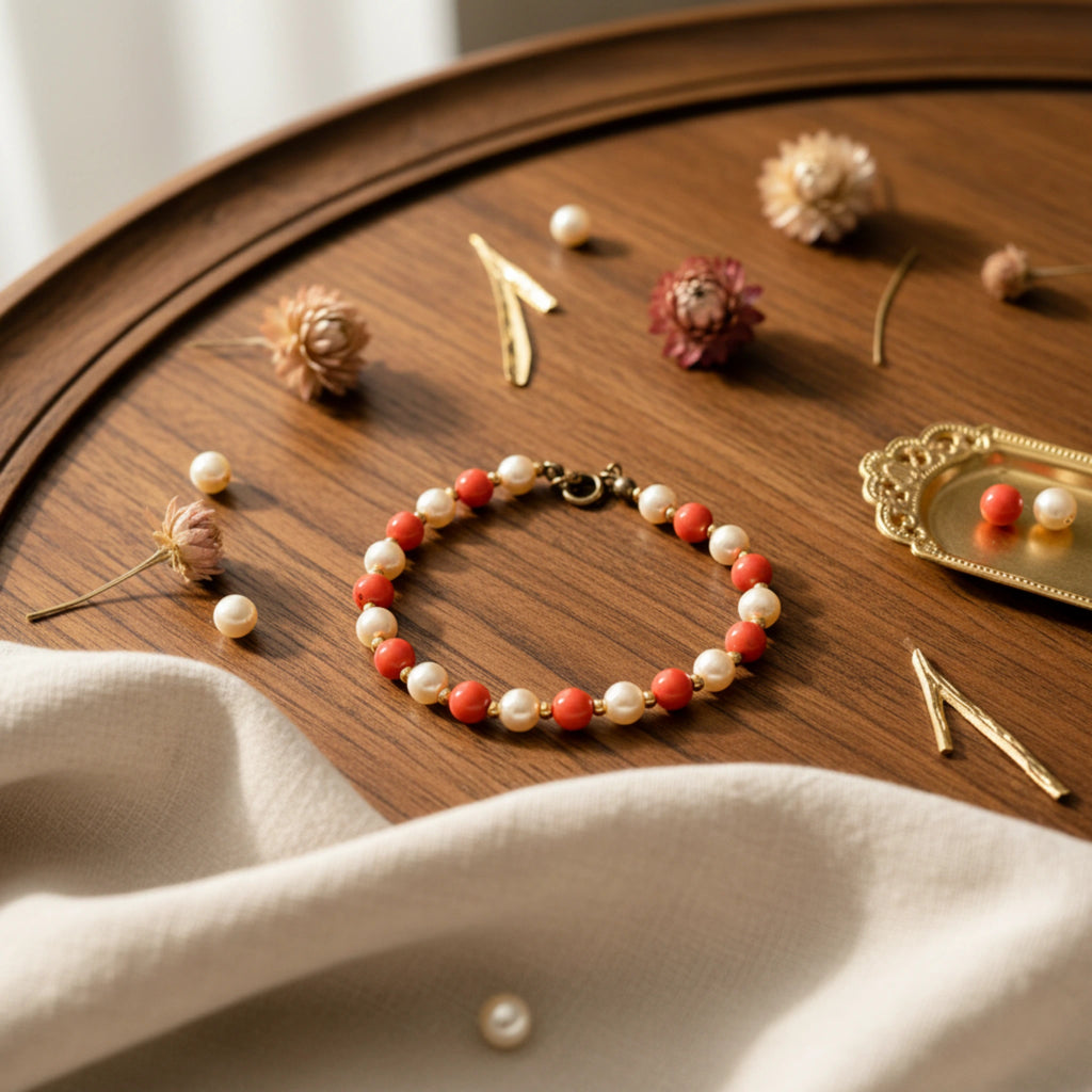 Bracelet "Douceur Corail" – Éclat Nacré et Doré