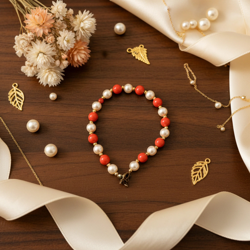 Bracelet "Douceur Corail" – Éclat Nacré et Doré