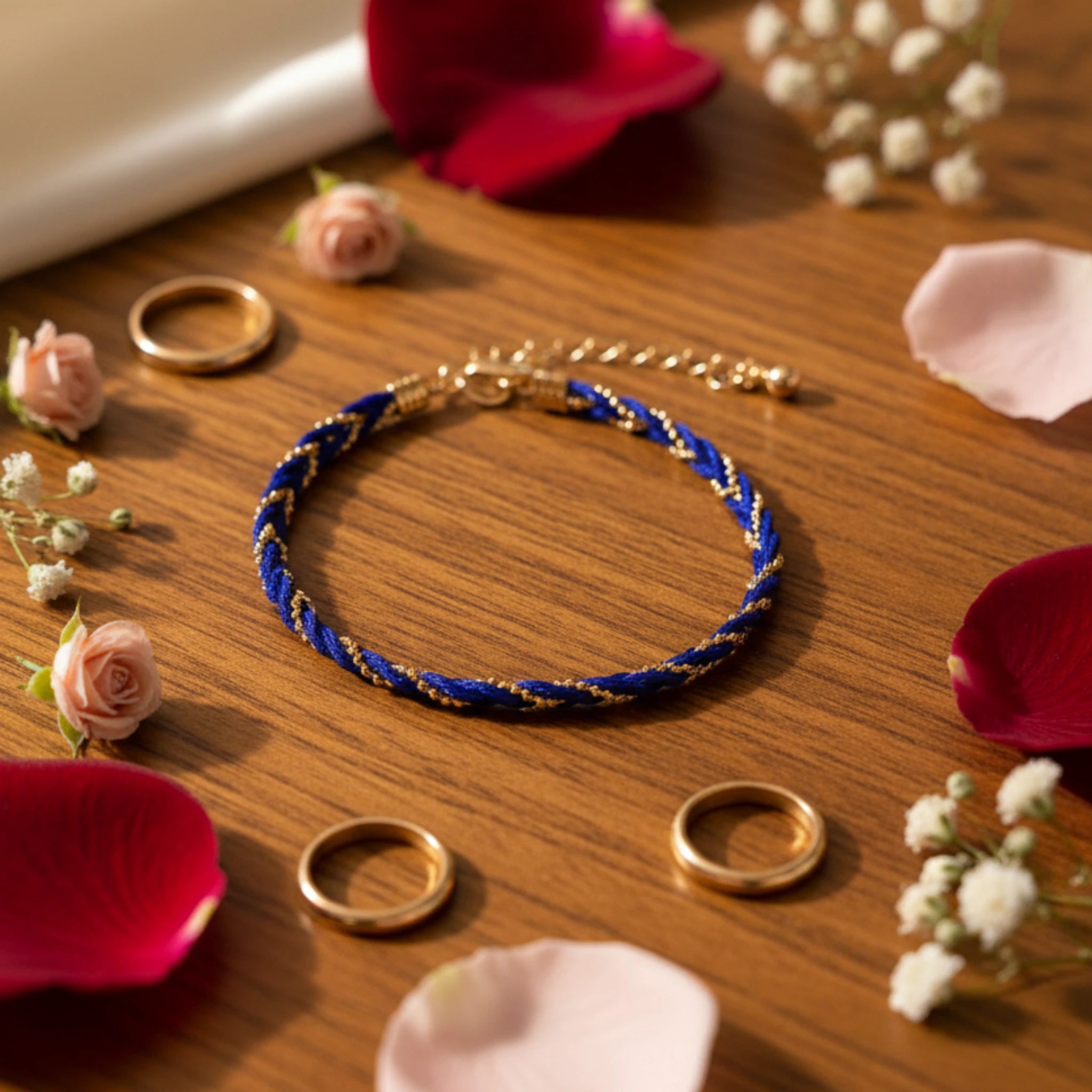 Bracelet "Bleu Royal & Or" – Tressage Précis et Élégance