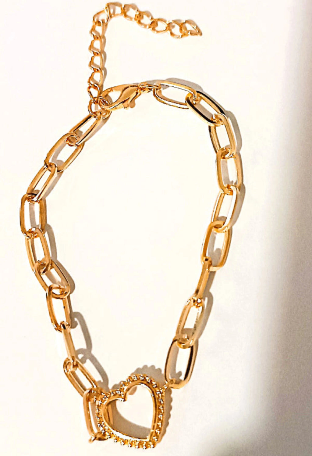 Bracelet Grosse Maille & Cœur Strass