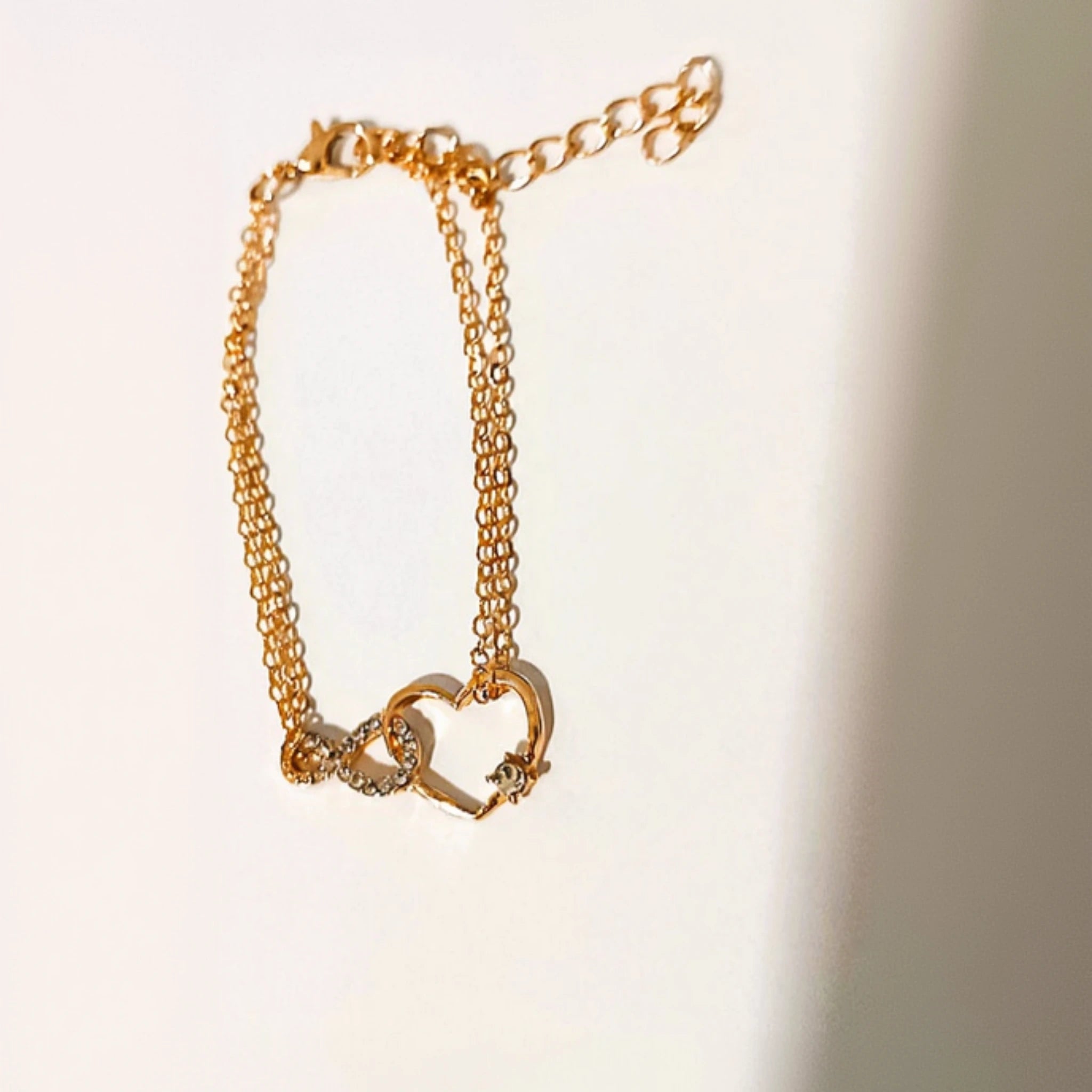 Bracelet "Duo d'Amour" – Double Chaîne - Cœur et infini