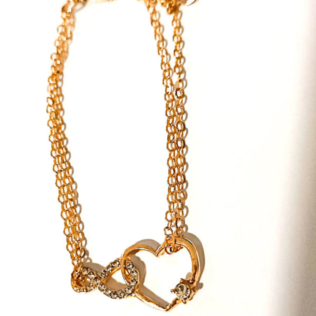Bracelet "Duo d'Amour" – Double Chaîne - Cœur et infini