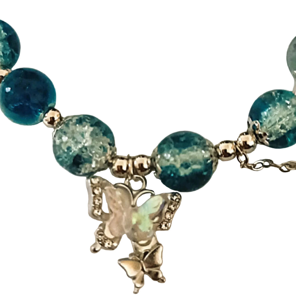 Bracelet "Envol de Turquoise" – Éclat Cristallin et Papillons