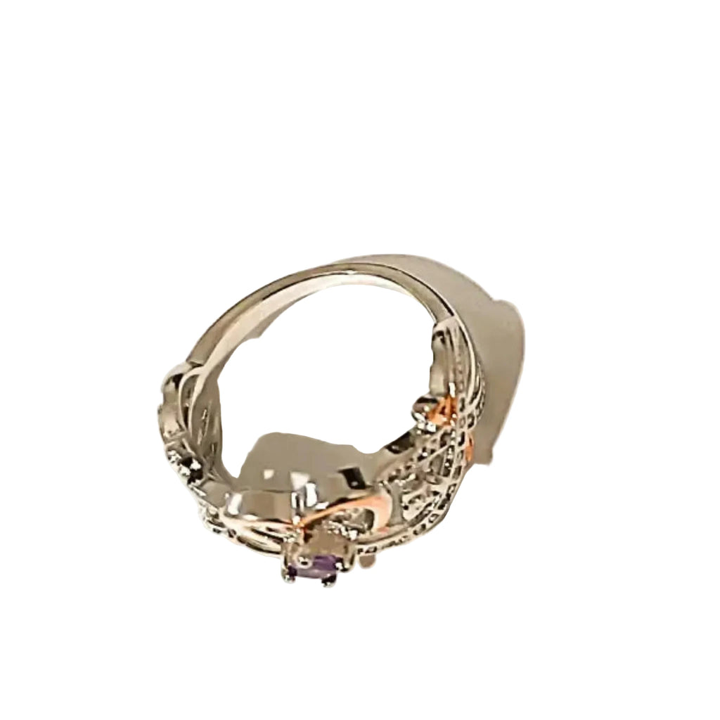 Bague "Promesse d'Éternité" – Cœur Rose Gold et pierre violette