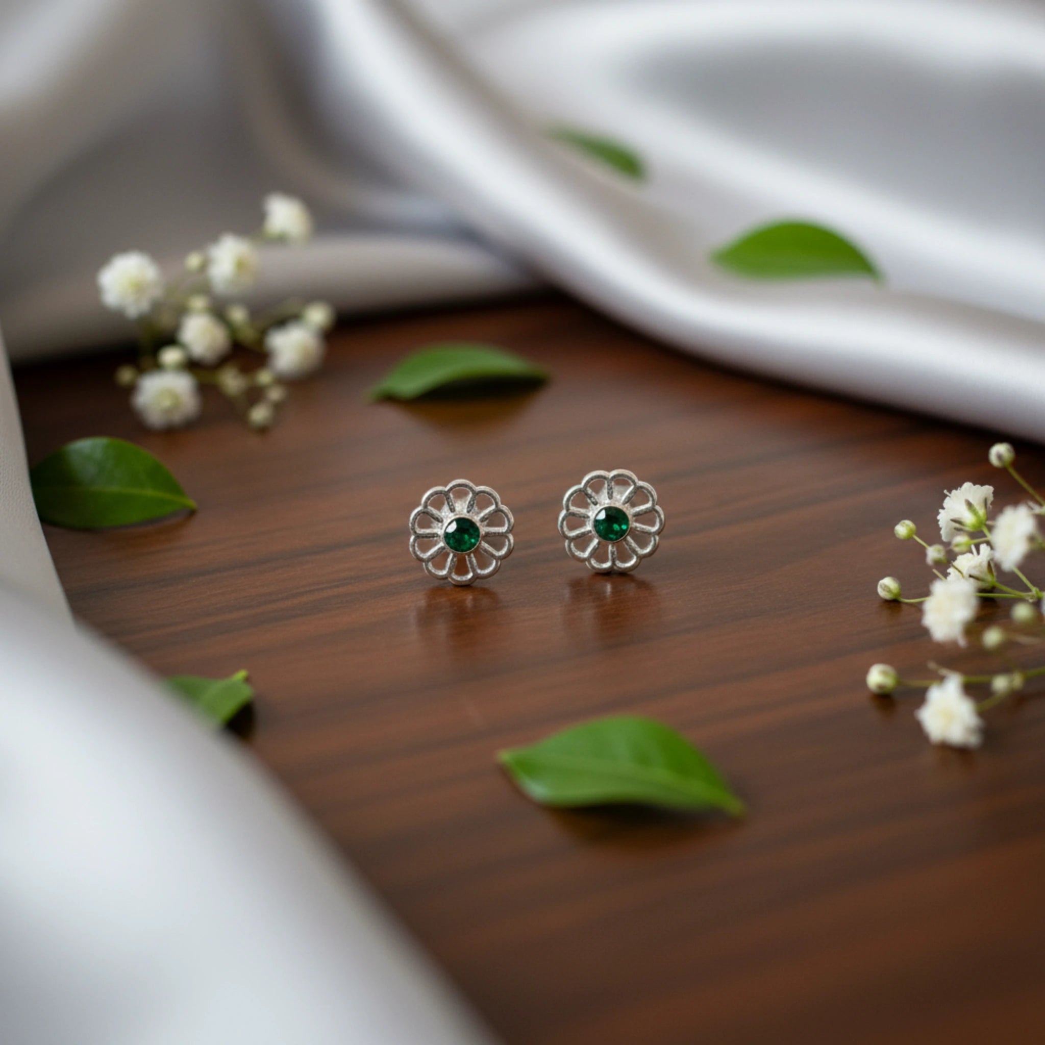 Puces d'Oreilles "Jardin de Cristal" – 100% Sans Métal