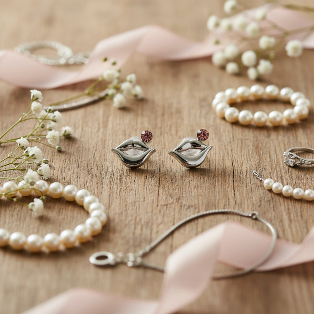 Boucles d’Oreilles "Bisou Scintillant" – 100% Plastique & Hypoallergénique