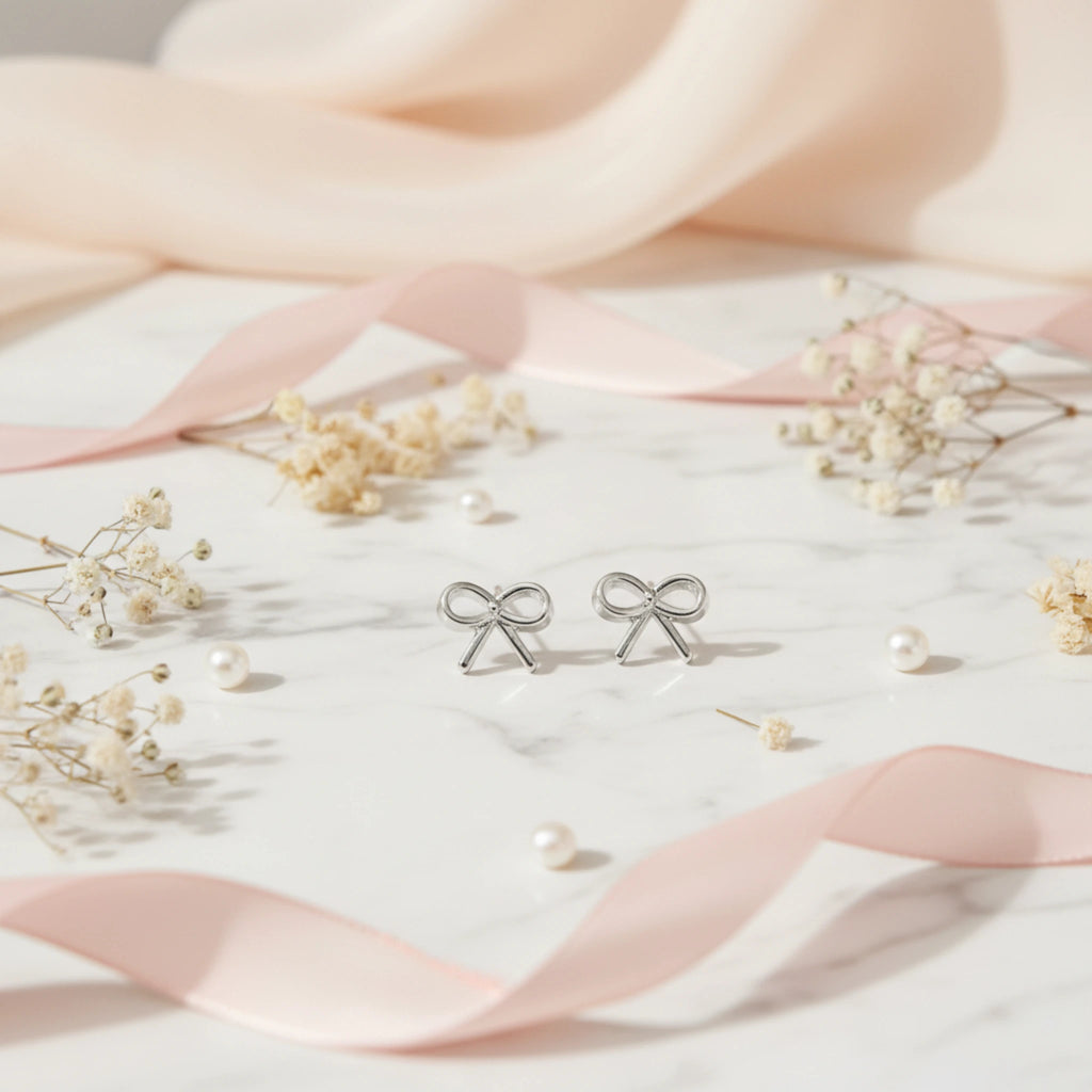 Boucles d’Oreilles "Nœud Coquet" – 100% Sans Métal