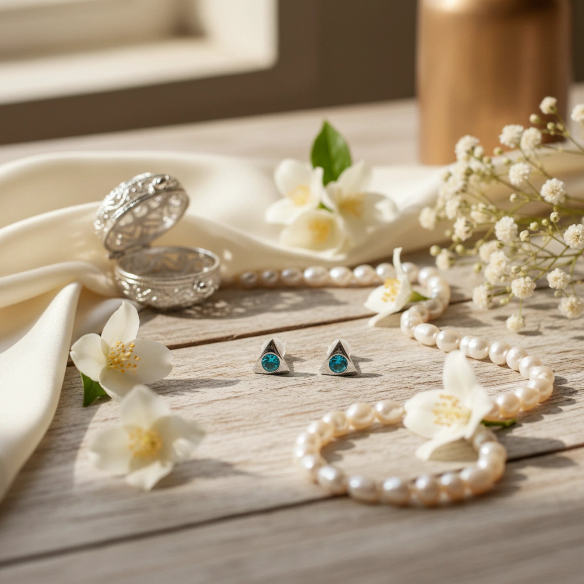 Puces d'Oreilles "Triangle Étincelant" – Turquoise & zéro métal