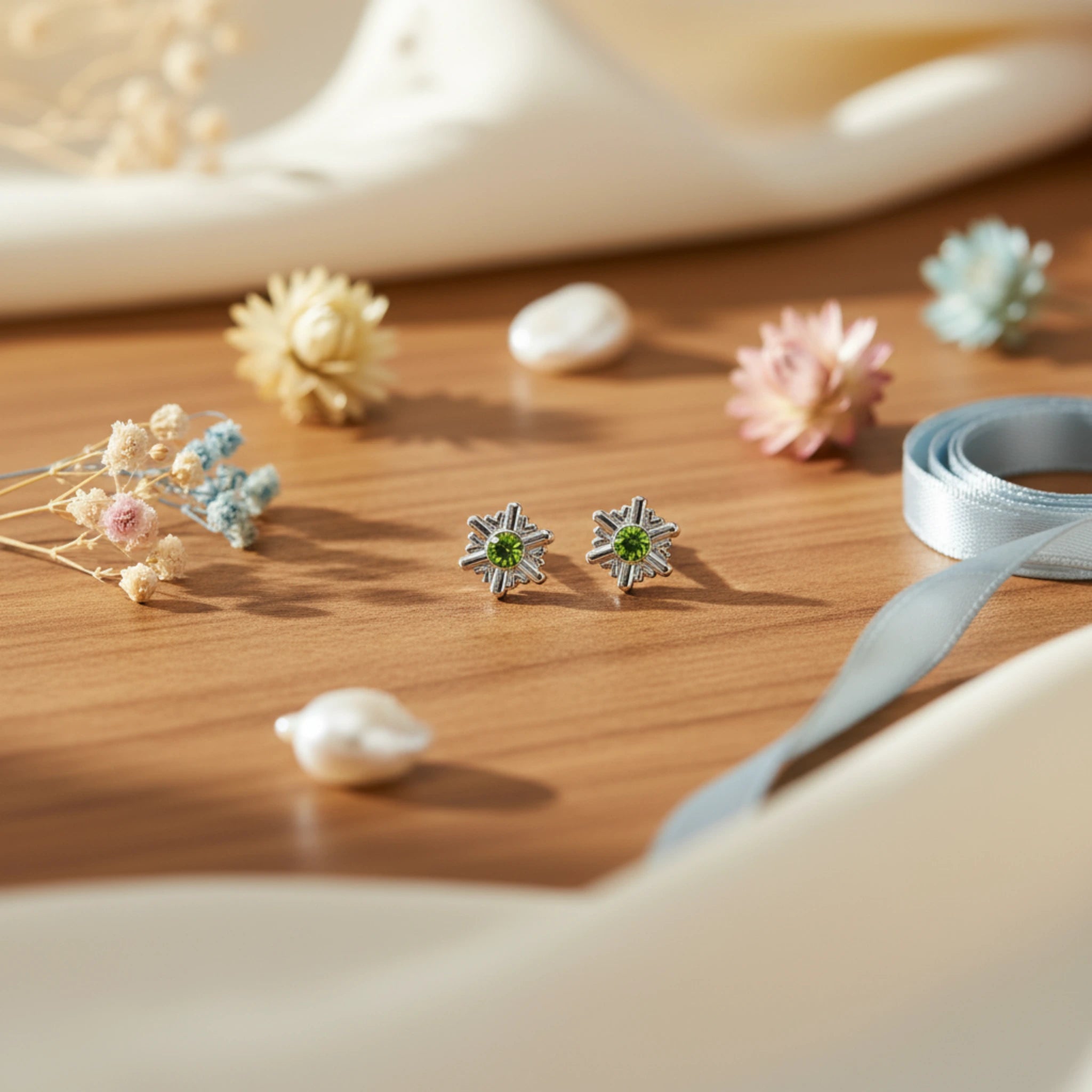 Puces d'Oreilles "Jardin de Cristal" – 100% Sans Métal