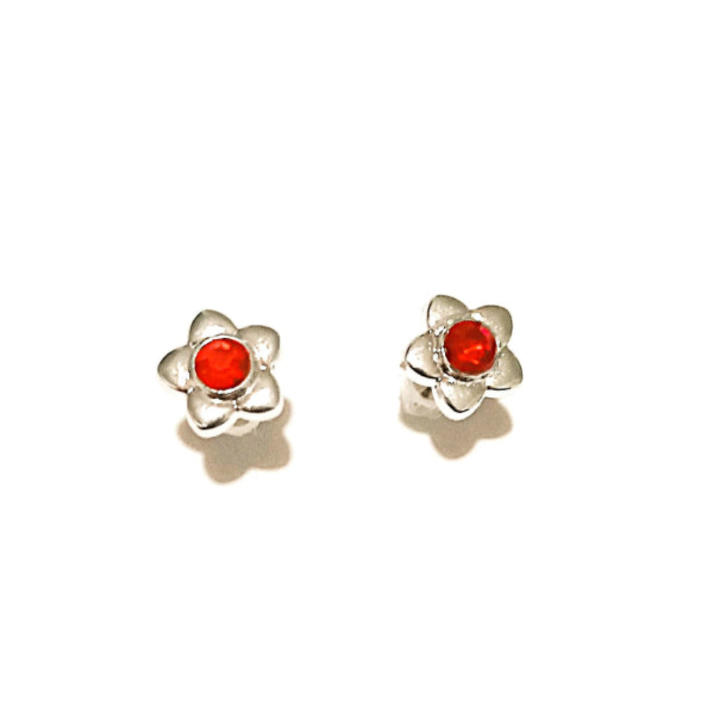 Puces d'Oreilles "Petites Fleurs Rouges"