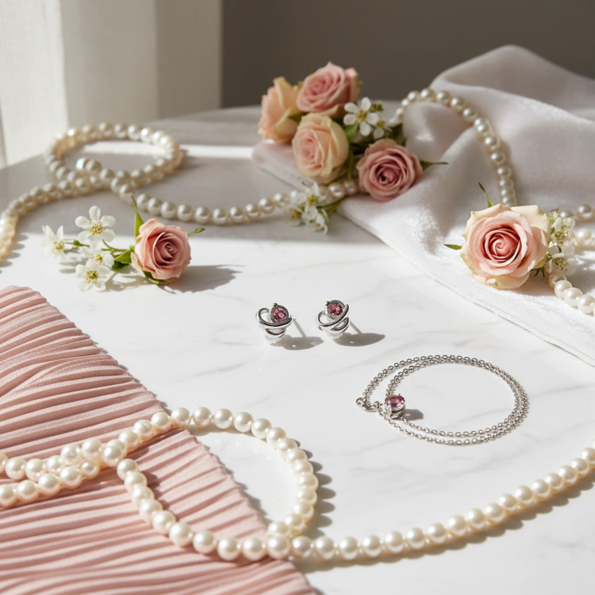 Puces d'Oreilles "Cœur Entrelacé" – Rose Grenat & 100% Hypoallergénique