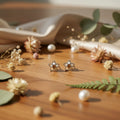 Boucles d'Oreilles "Fleurs avec pierre jaune"
