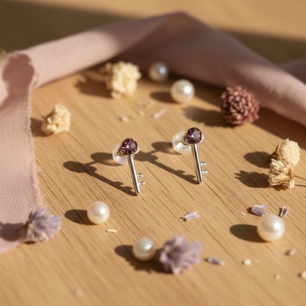 Boucles d'Oreilles "Ma Première Clé" – 100% Sans Métal & Anti-Allergies