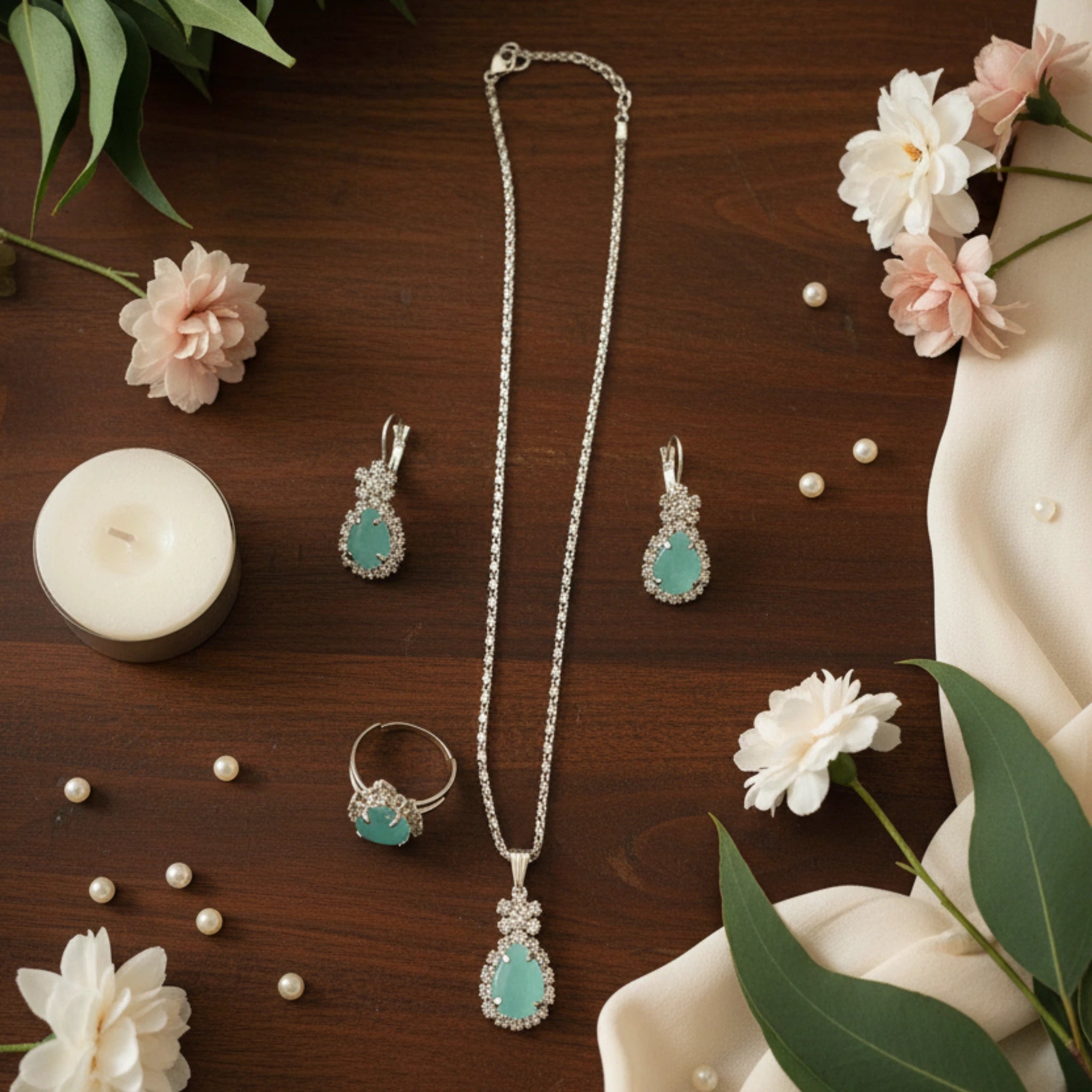 Parure "Goutte d'Eau" turquoise 